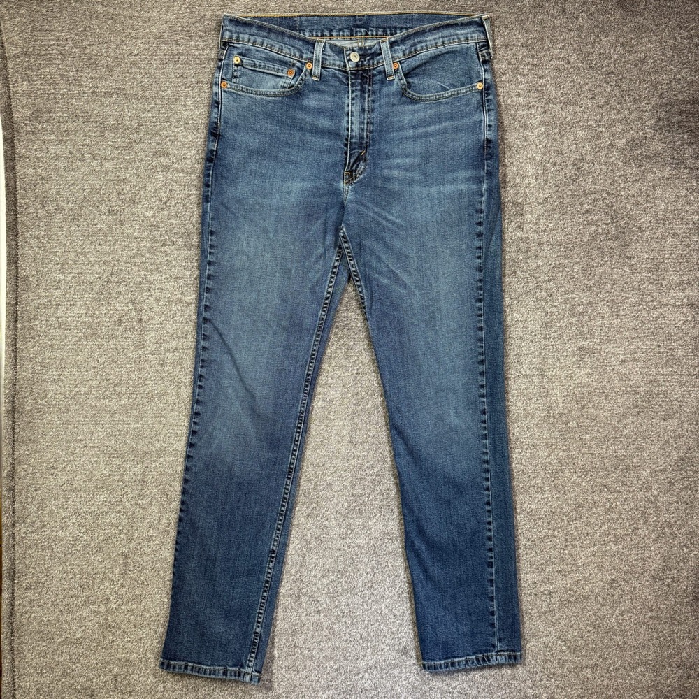 Levi's 514 Jeans Mens 34x32 Straight Fit Blue Medium Wash Stretch